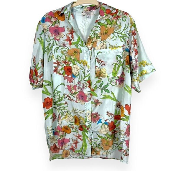 Johnny Was Liliana Oversized Weekend Tunic Shirt Top Floral Print Silk Size XS - Picture 4 of 9